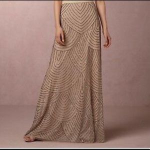 Adrianna Papell beaded maxi skirt in blush